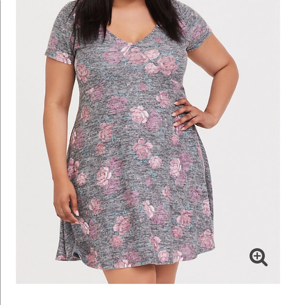 Super soft plush black floral skater dress